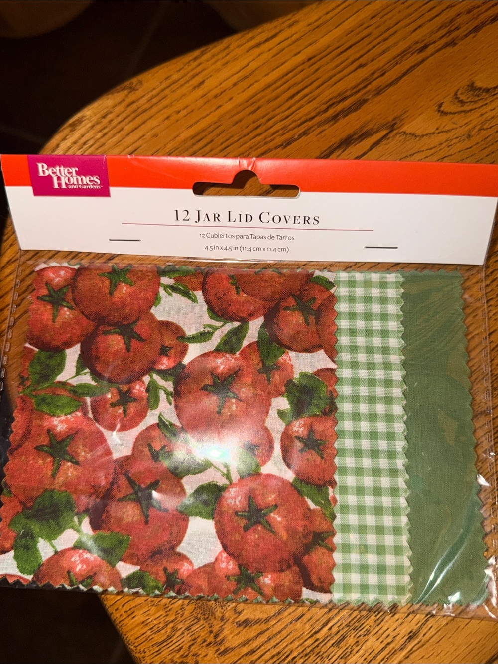 Better Homes And Gardens Tomato Print Jar Lid Covers - Red & Green